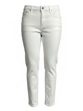 Ann Taylor White Velveteen Cropped Jeans Size 12 Triple Button Stretch